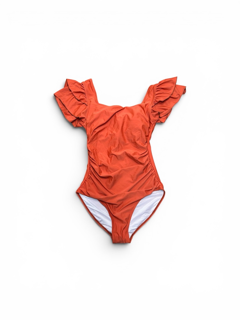 Eomenie Women's Orange Ruffle Sleeve One-Piece Swimsuit